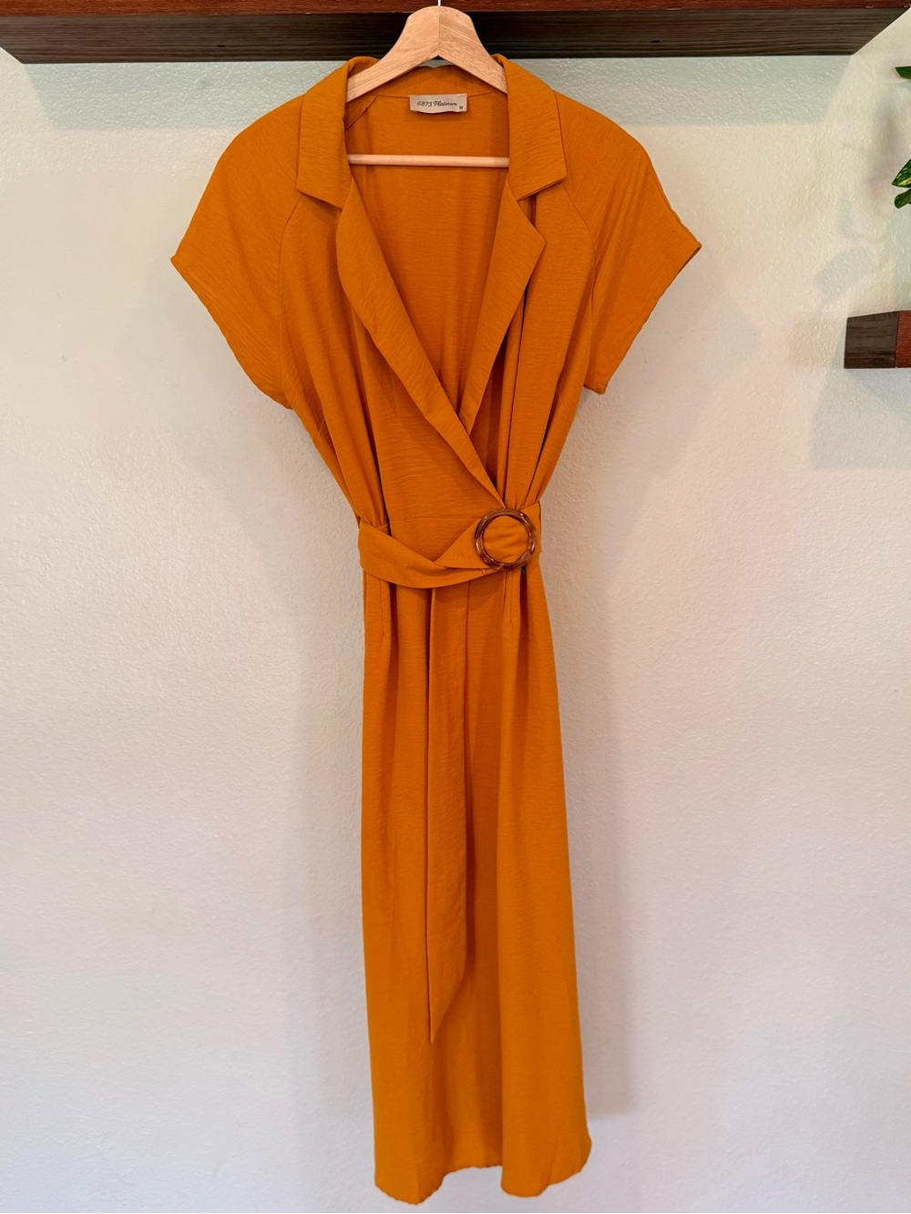 6873 Platinum Mustard Belted Maxi Dress Size M